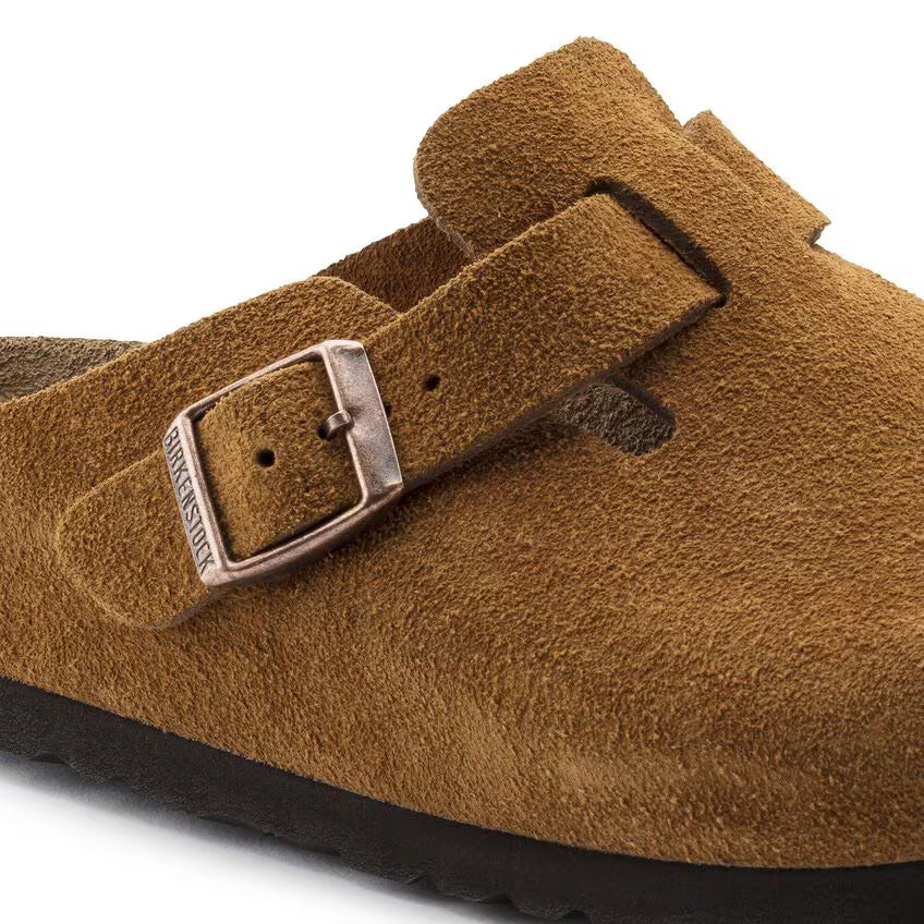 BIRKENSTOCK BOSTON SOFT FOOTBED MINK SUEDE LEATHER