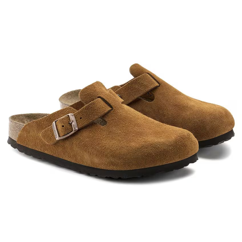 BIRKENSTOCK BOSTON SOFT FOOTBED MINK SUEDE LEATHER