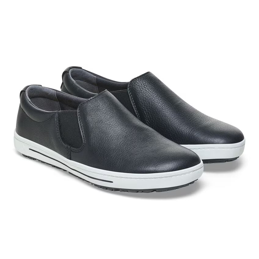 BIRKENSTOCK QO 400 SLIP ON SNEAKER CUIR NOIR/BLANC