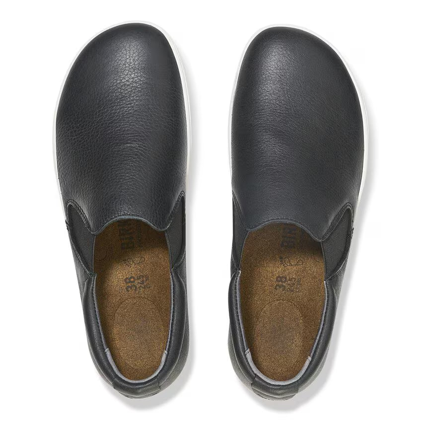 BIRKENSTOCK QO 400 SLIP ON SNEAKER CUIR NOIR/BLANC