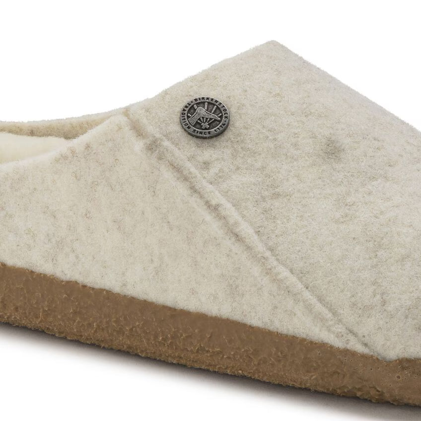 BIRKENSTOCK ZERMATT SLIPPERS ECRU/ NATURAL WOOL/ SHEARLING