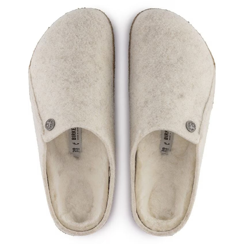 BIRKENSTOCK ZERMATT SLIPPERS ECRU/ NATURAL WOOL/ SHEARLING