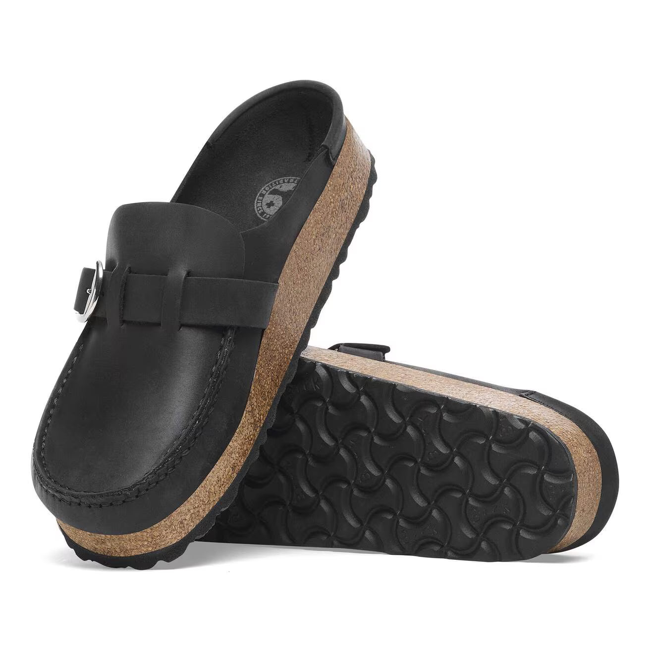 SABOTS BIRKENSTOCK BUCKLEY EN CUIR HUILÉ NOIR