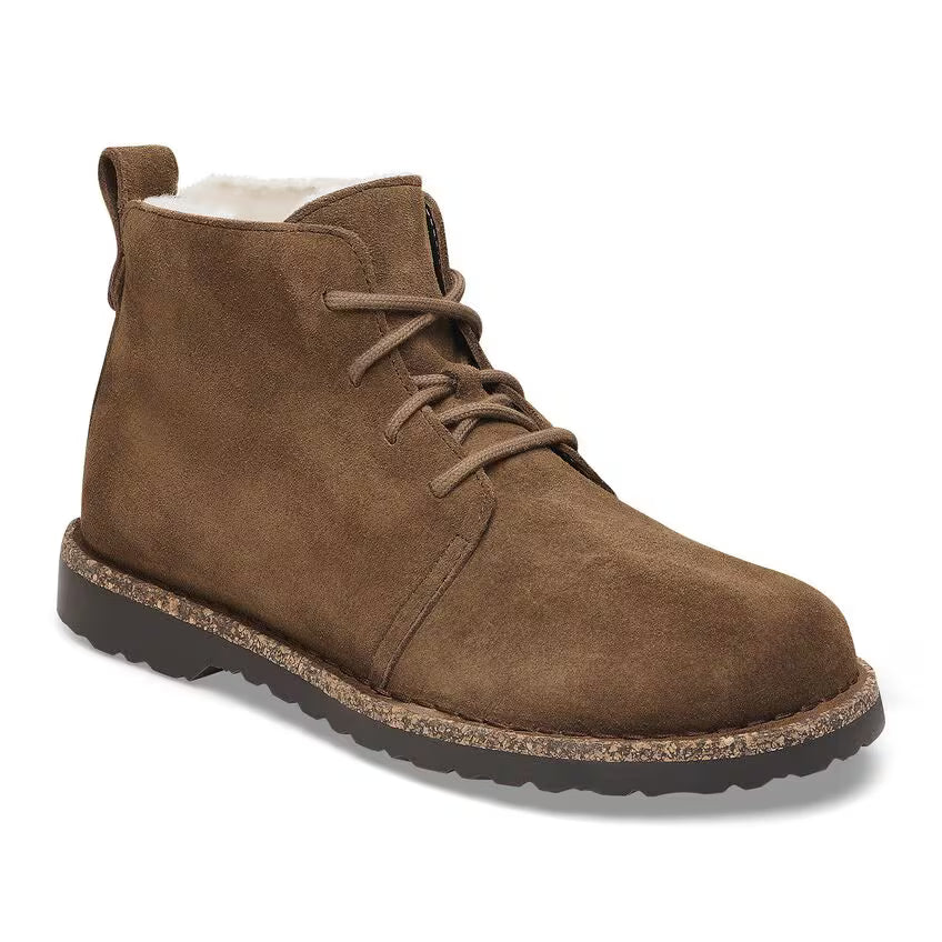 BIRKENSTOCK UPPSALA BOTTINES MI-HAUTES EN PEAU DE PEAU DERRIÈRE À LACETS THÉ FONCÉ