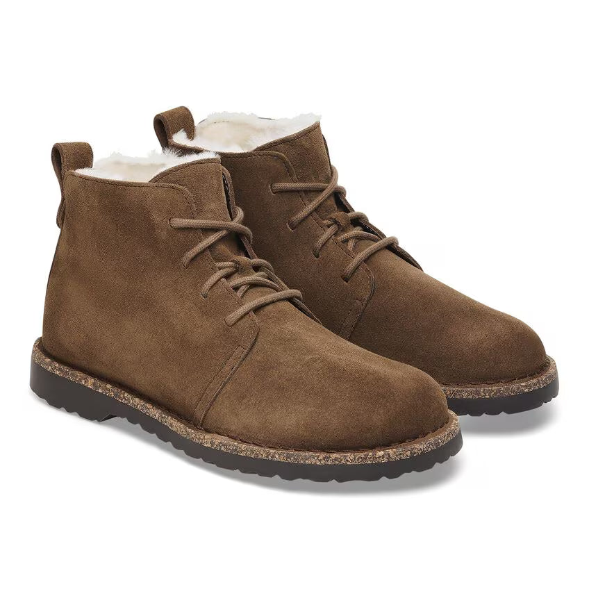 BIRKENSTOCK UPPSALA BOTTINES MI-HAUTES EN PEAU DE PEAU DERRIÈRE À LACETS THÉ FONCÉ