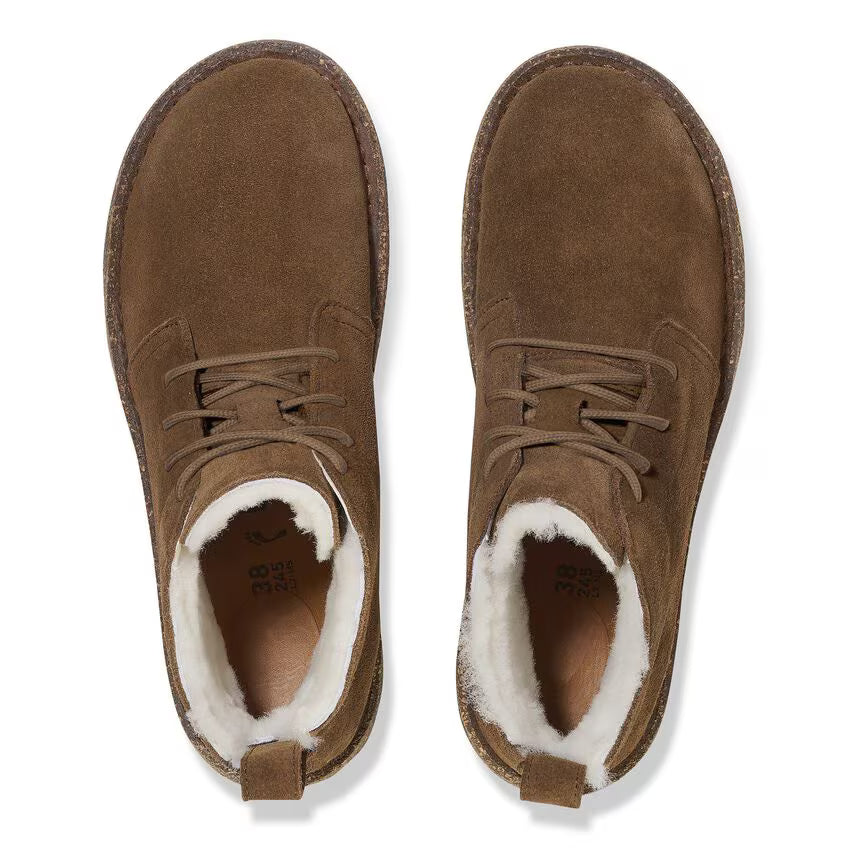 BIRKENSTOCK UPPSALA BOTTINES MI-HAUTES EN PEAU DE PEAU DERRIÈRE À LACETS THÉ FONCÉ