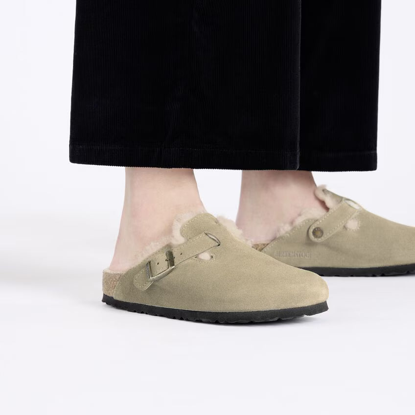 BIRKENSTOCK BOSTON VL PEAU LAINE TAUPE DAIM CUIR
