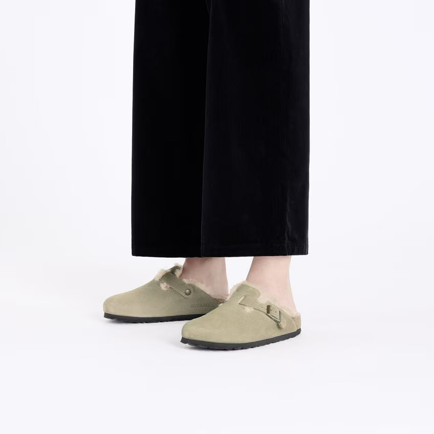 BIRKENSTOCK BOSTON VL PEAU LAINE TAUPE DAIM CUIR