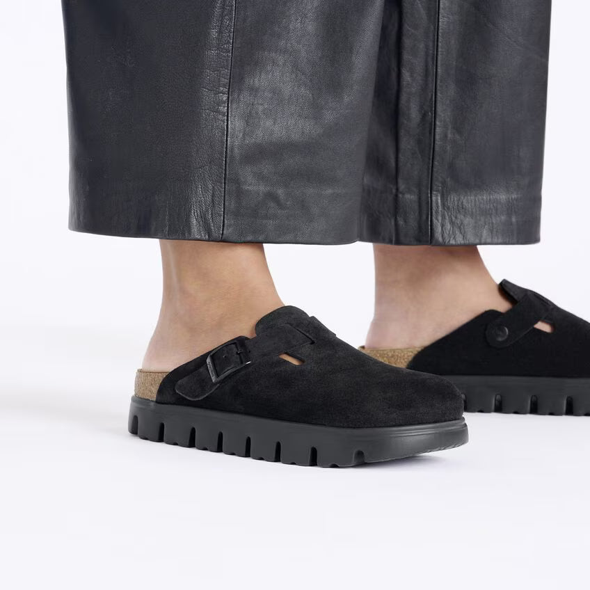 BIRKENSTOCK BOSTON CHUNKY BLACK SUEDE LEATHER