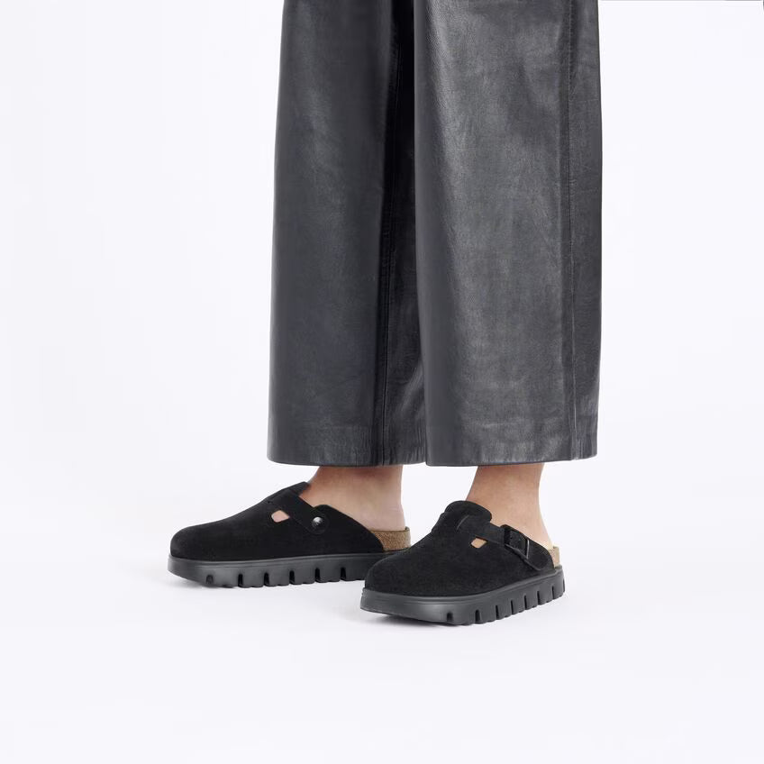 BIRKENSTOCK BOSTON CHUNKY BLACK SUEDE LEATHER
