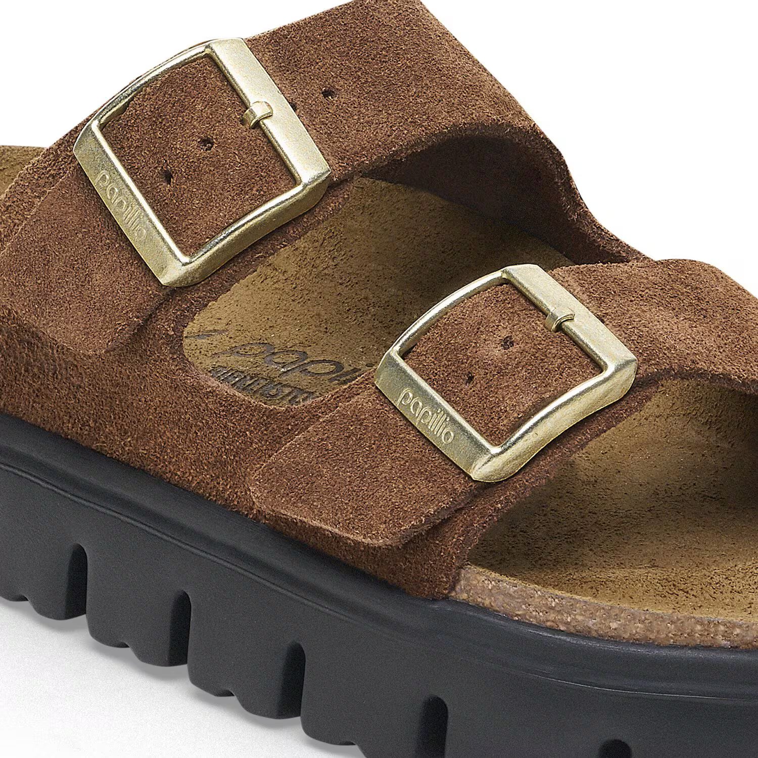 BIRKENSTOCK ARIZONA PLATEFORME EN DAIM THÉ FONCÉ