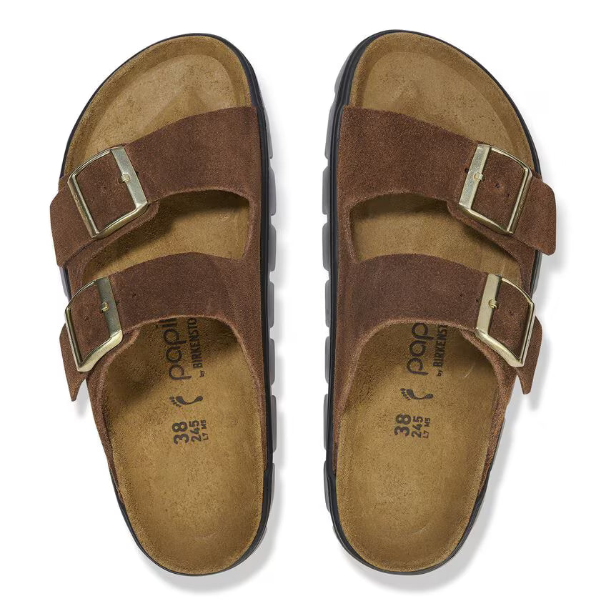 BIRKENSTOCK ARIZONA PLATEFORME EN DAIM THÉ FONCÉ