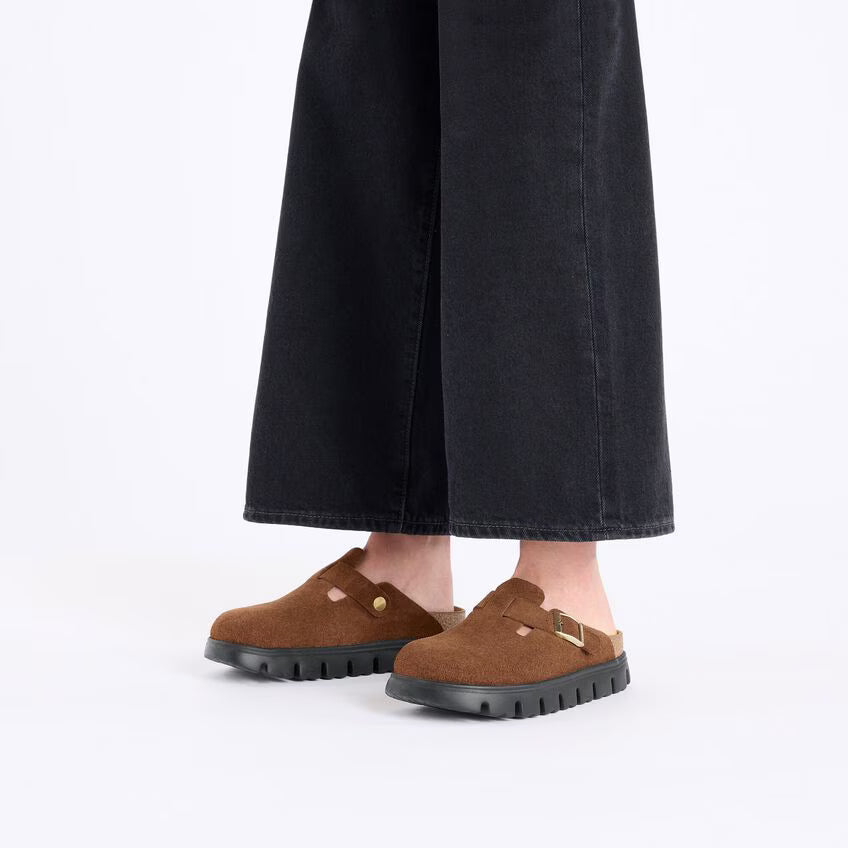 BIRKENSTOCK BOSTON CHUNKY DARK TEA SUEDE LEATHER