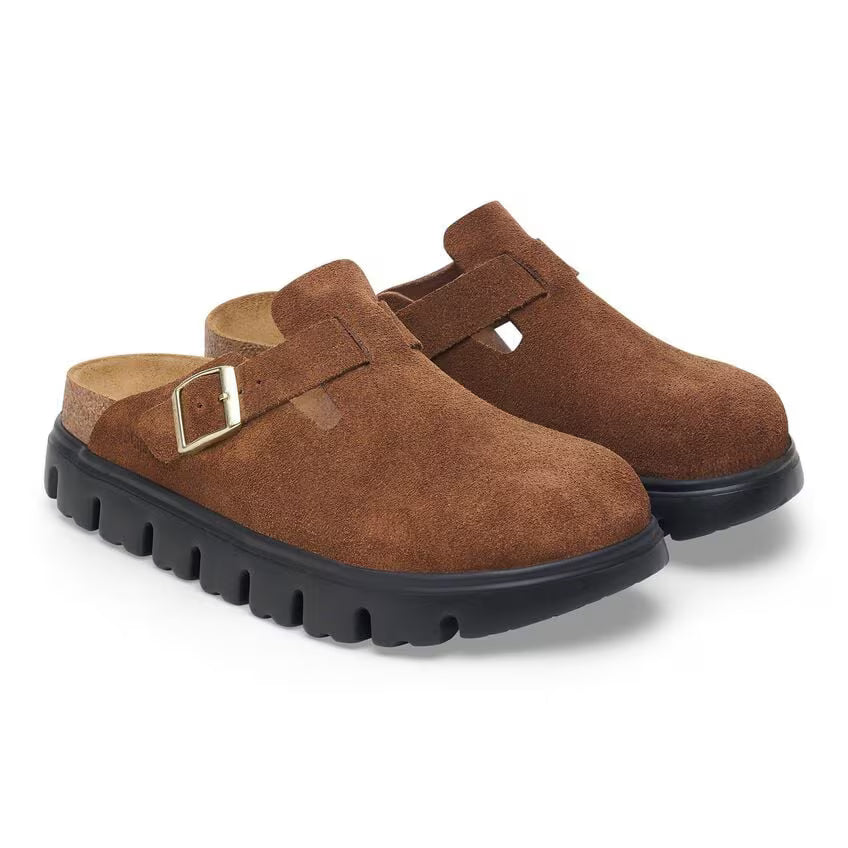 BIRKENSTOCK BOSTON CHUNKY DARK TEA SUEDE LEATHER