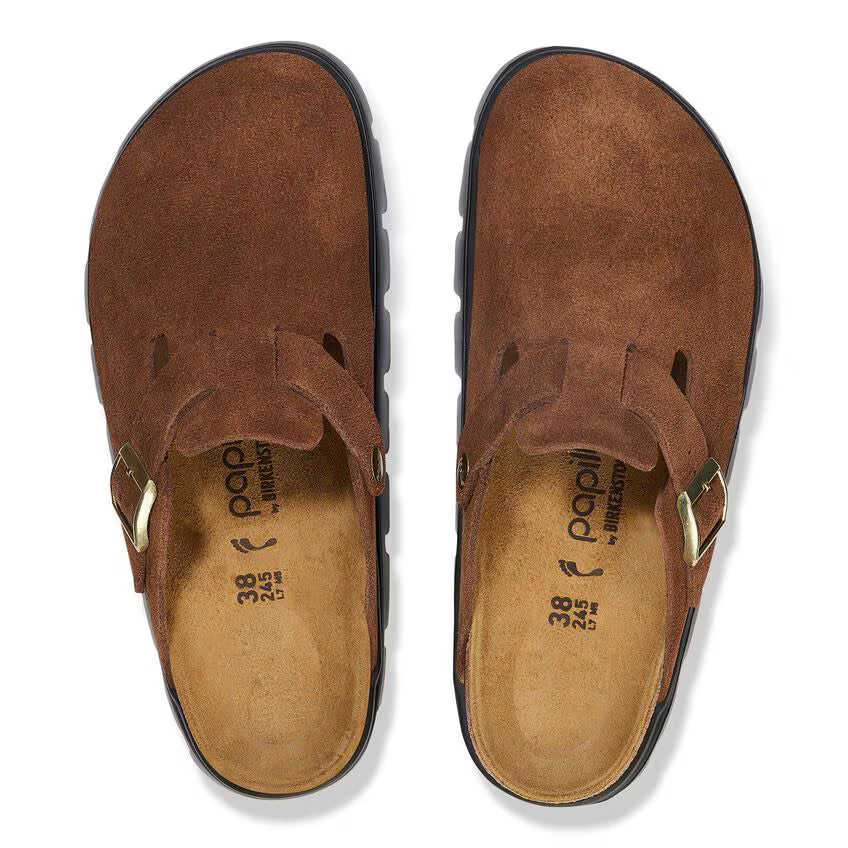 BIRKENSTOCK BOSTON CHUNKY DARK TEA SUEDE LEATHER