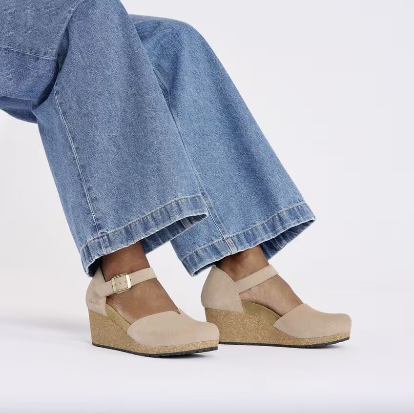 BIRKENSTOCK MARY ANNEAU BOUCLE CUIR DAIM SABLE CHAUD