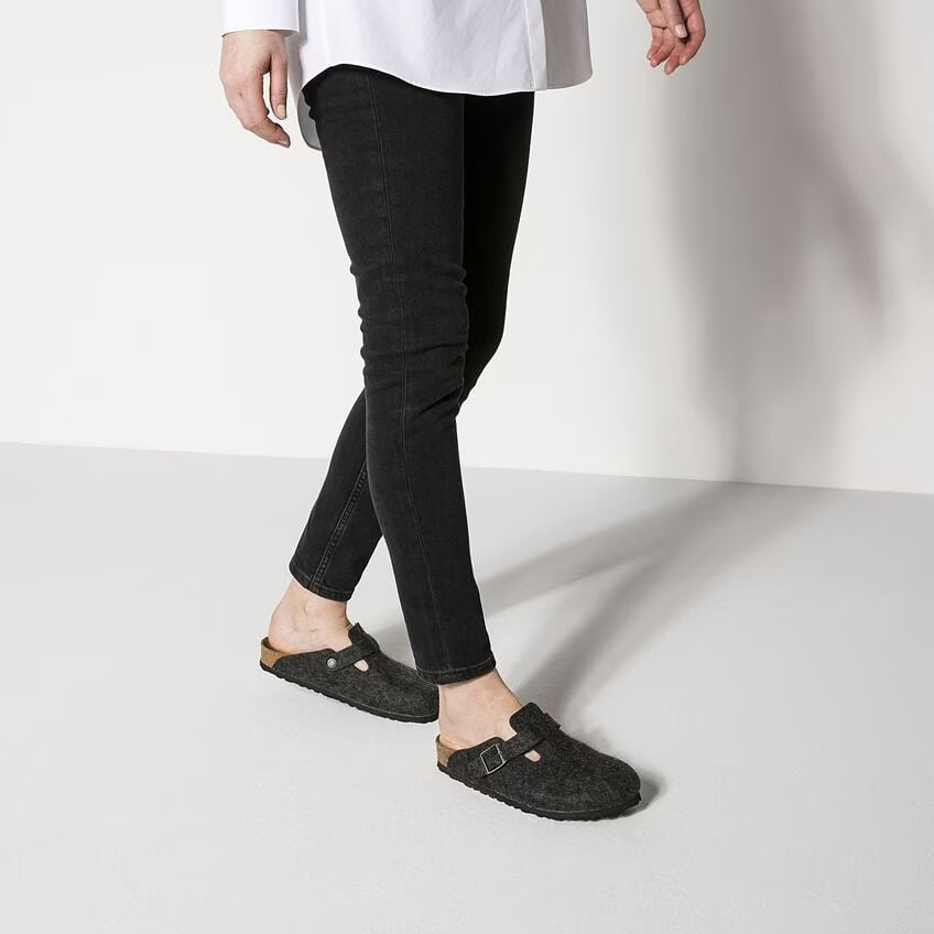 BIRKENSTOCK BOSTON WOOL FELT ANTHRACITE