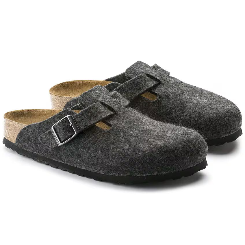 BIRKENSTOCK BOSTON WOOL FELT ANTHRACITE