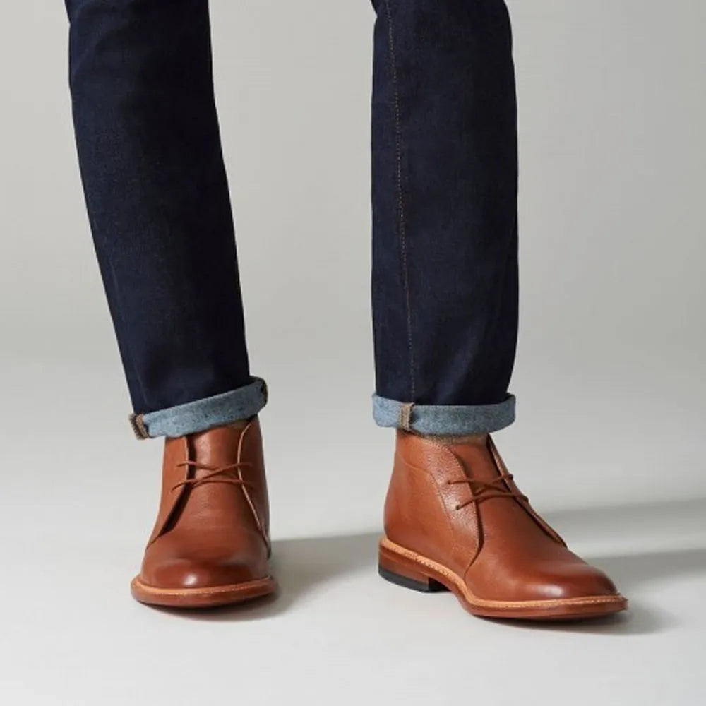 CLARKS NO 16 MEN'S SOFT MID BOOT DARK TAN LEATHER