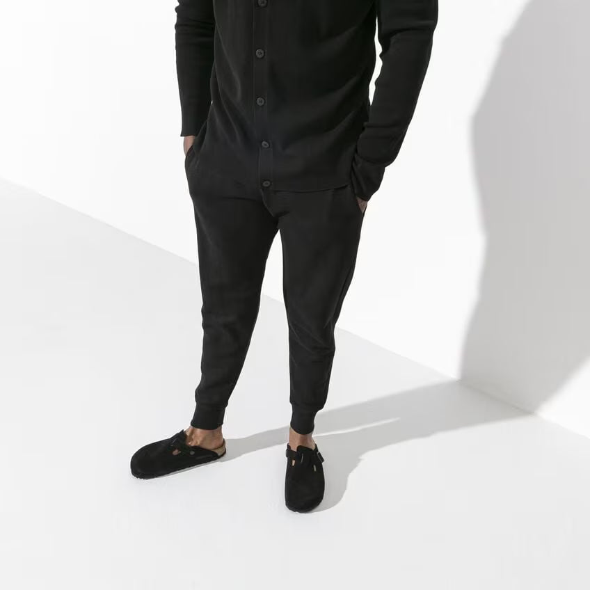 BIRKENSTOCK BOSTON SEMELLE INTÉRIEURE SOUPLE EN CUIR DAIM NOIR