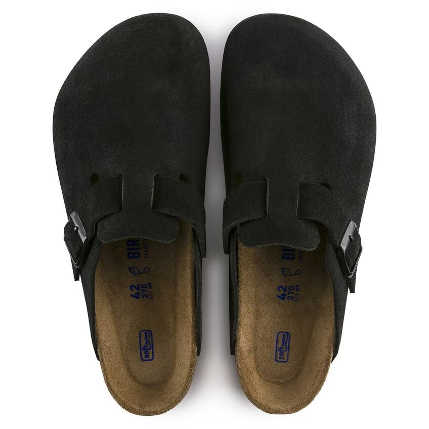 BIRKENSTOCK BOSTON SOFT FOOTBED BLACK SUEDE LEATHER