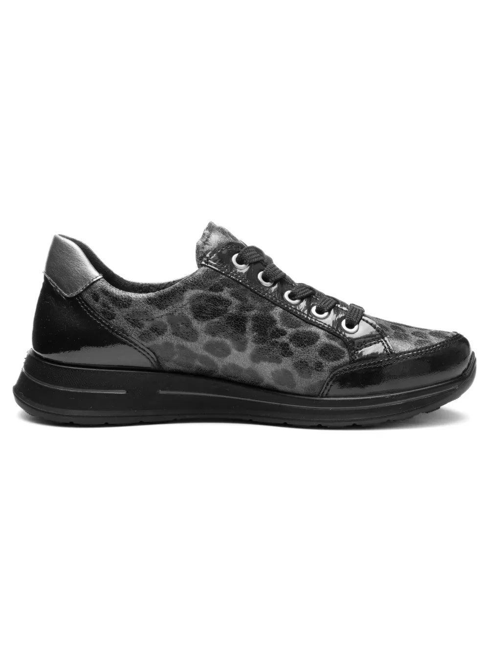 ARA SHOES Oleanna Lace Up Side Zip Sneaker Black Steel