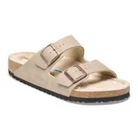 BIRKENSTOCK ARIZONA SHEARLING DÉSERT DUST GRIS TAUPE MICROFIBRE