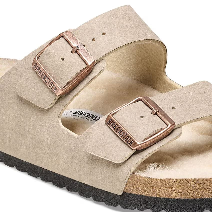 BIRKENSTOCK ARIZONA SHEARLING DÉSERT DUST GRIS TAUPE MICROFIBRE