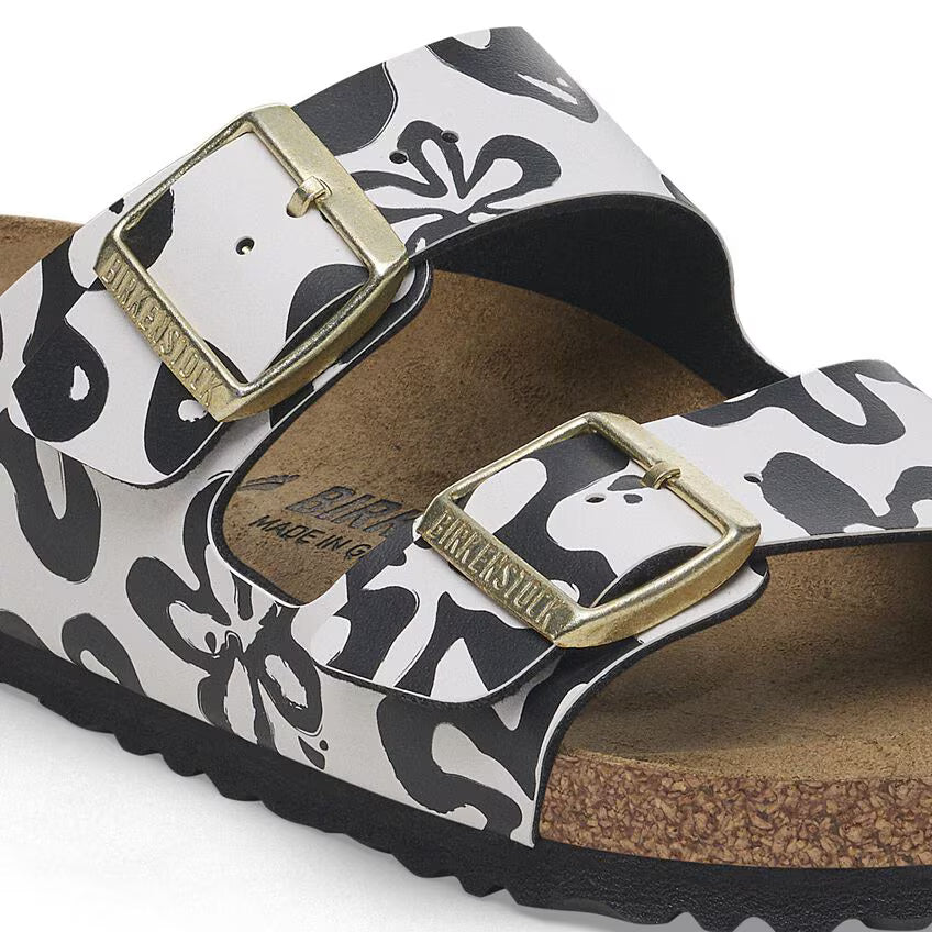 BIRKENSTOCK ARIZONA BIRKO FLOR Blooms White Black