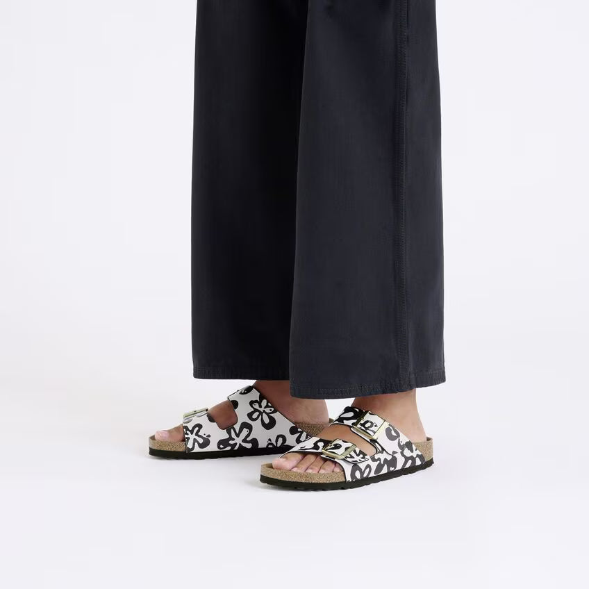 BIRKENSTOCK ARIZONA BIRKO FLOR Blooms White Black