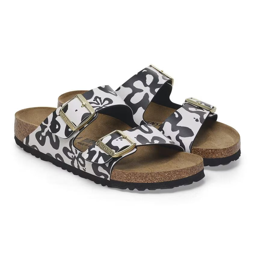 BIRKENSTOCK ARIZONA BIRKO FLOR Blooms White Black