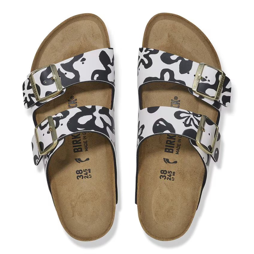 BIRKENSTOCK ARIZONA BIRKO FLOR Blooms White Black