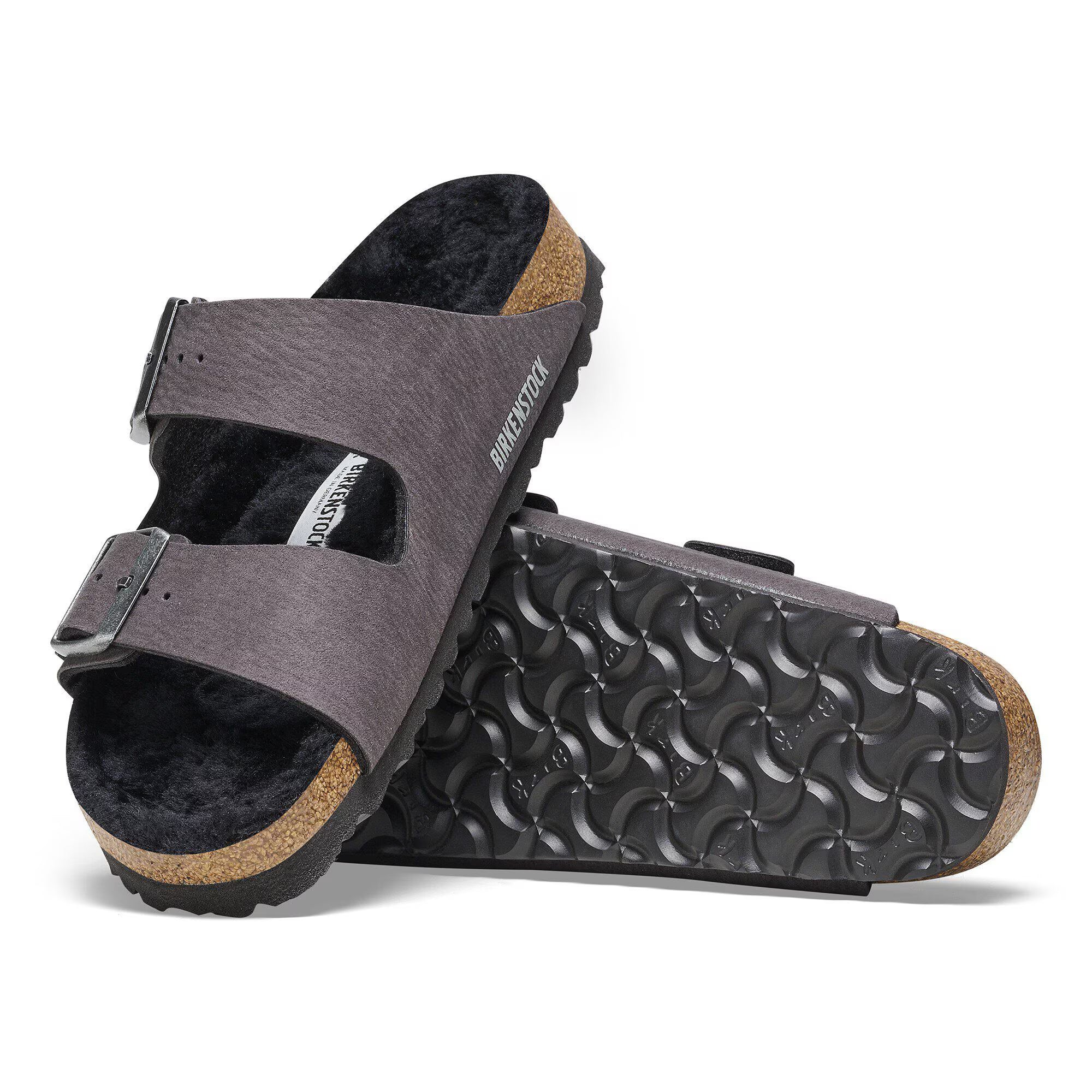 BIRKENSTOCK ARIZONA SHEARLING DUST BLACK