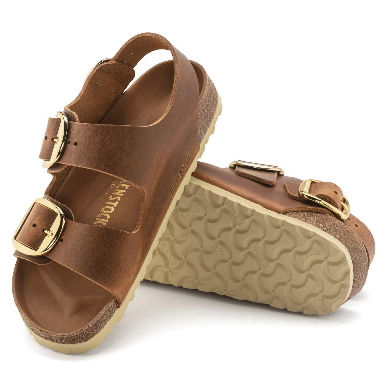 BIRKENSTOCK MILANO BIG BUCKLE BACKSTRAP SANDAL COGNAC OILED LEATHER