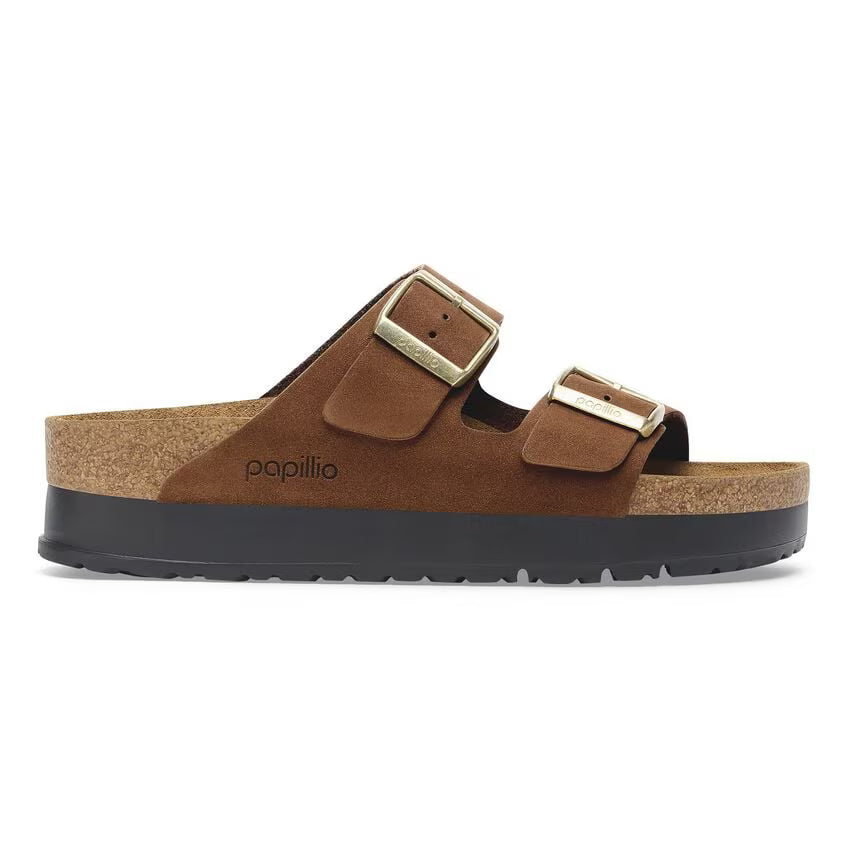 BIRKENSTOCK ARIZONA FLEX PLATEFORME CUIR NUBUCK THÉ FONCÉ