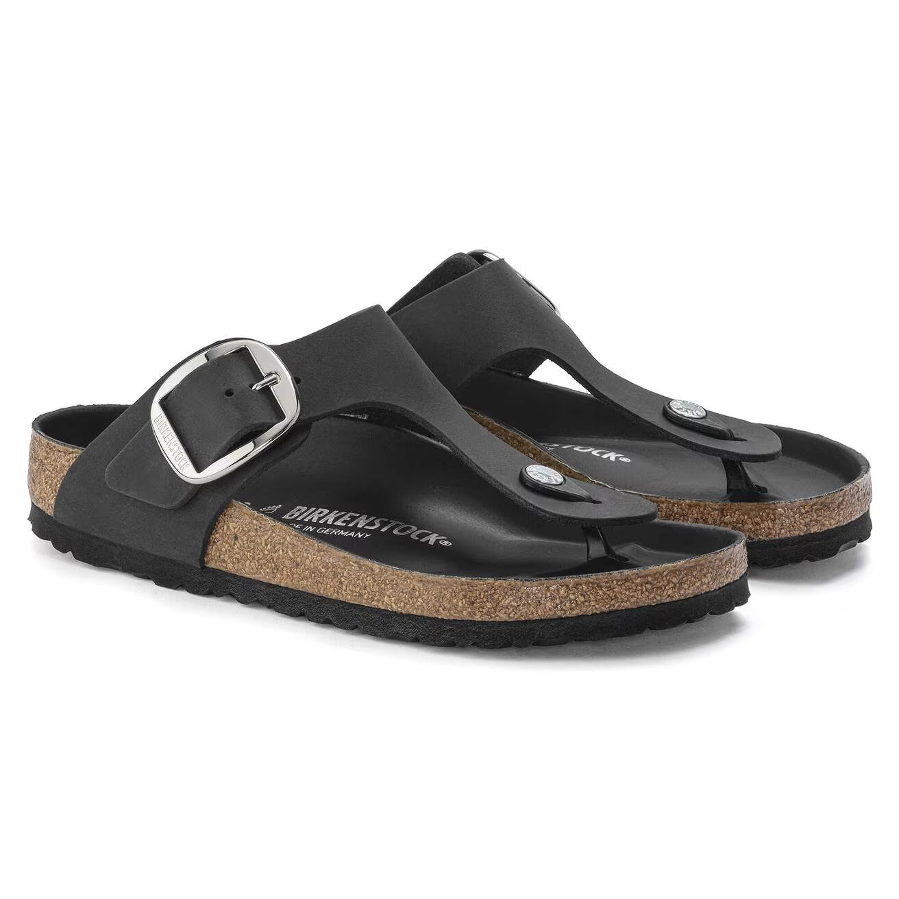 BIRKENSTOCK GIZEH BIG BUCKLE CUIR HUILÉ NOIR