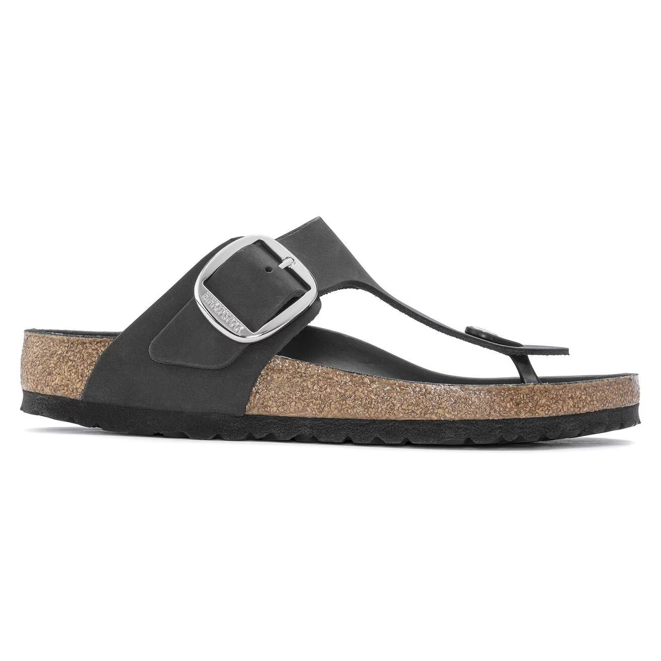 BIRKENSTOCK GIZEH BIG BUCKLE CUIR HUILÉ NOIR