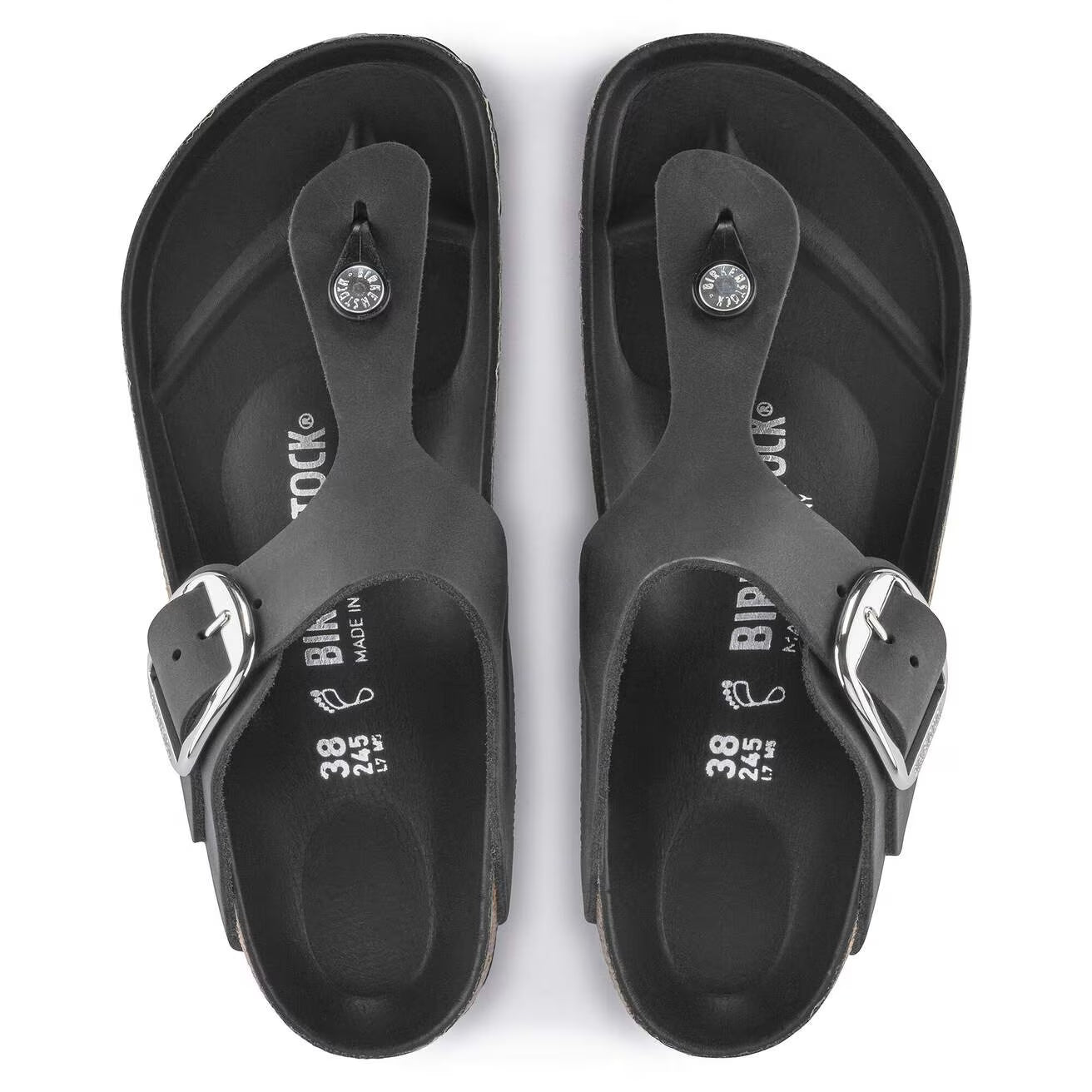 BIRKENSTOCK GIZEH BIG BUCKLE CUIR HUILÉ NOIR