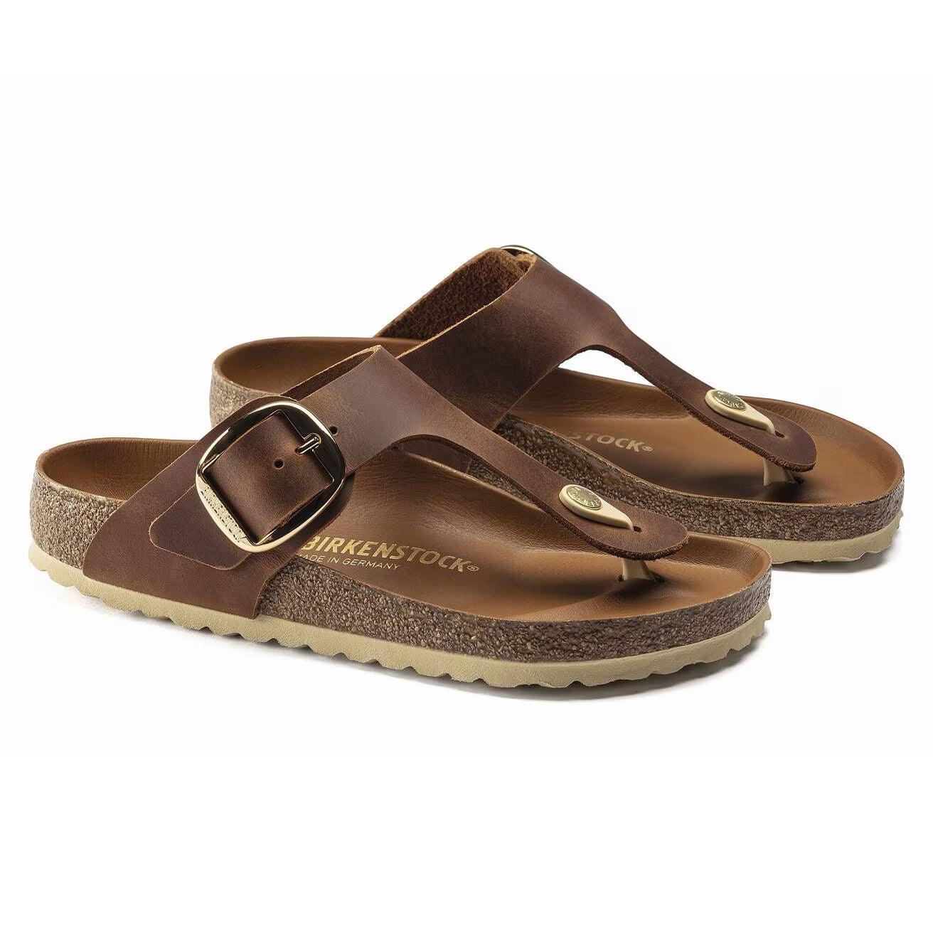 BIRKENSTOCK GIZEH BIG BUCKLE CUIR HUILÉ COGNAC