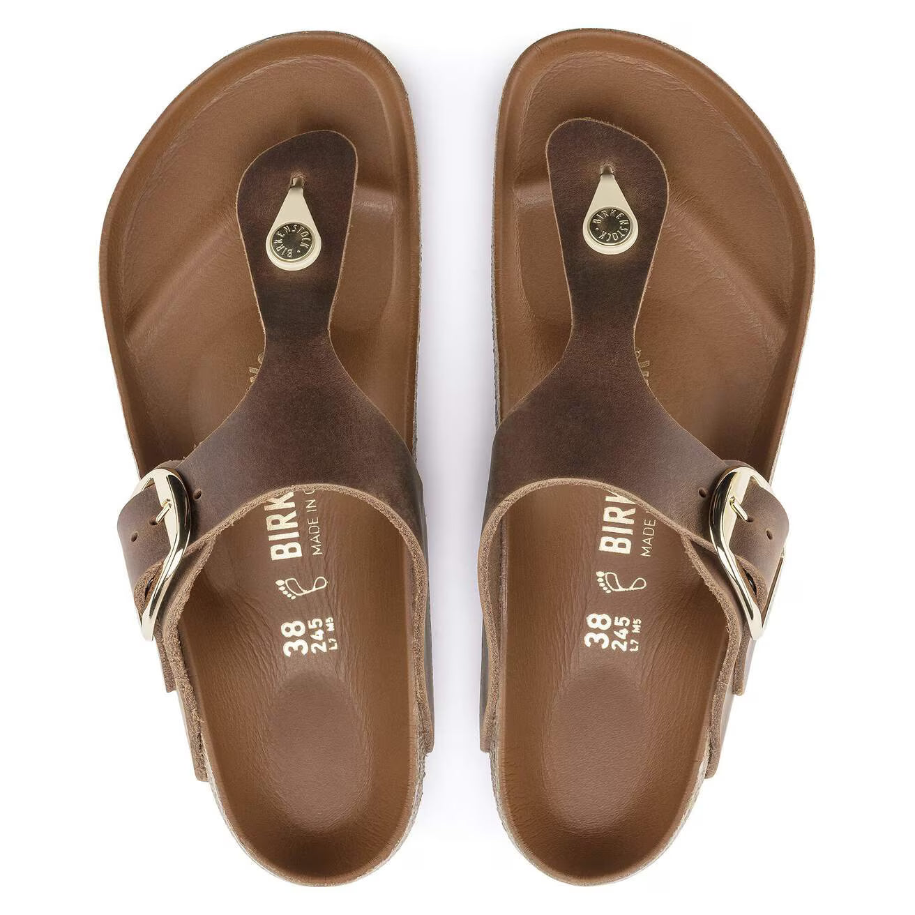 BIRKENSTOCK GIZEH BIG BUCKLE CUIR HUILÉ COGNAC