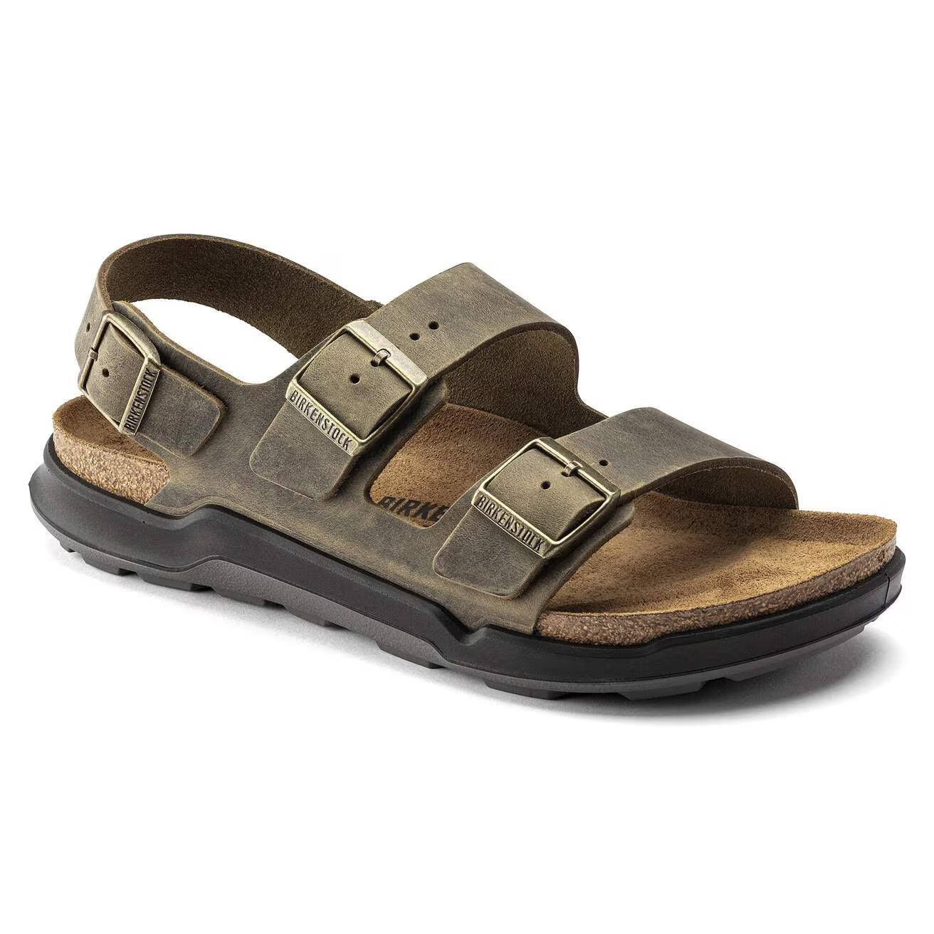 BIRKENSTOCK MILANO CT CUIR HUILÉ KAKI DÉLAVÉ