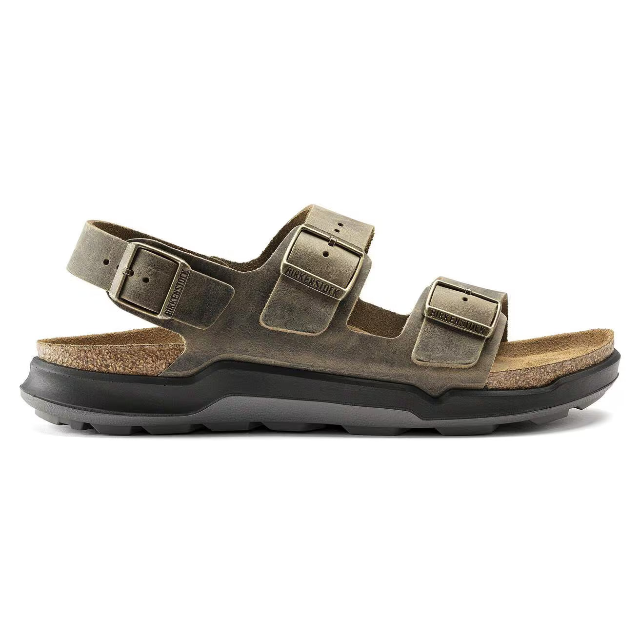 BIRKENSTOCK MILANO CT CUIR HUILÉ KAKI DÉLAVÉ