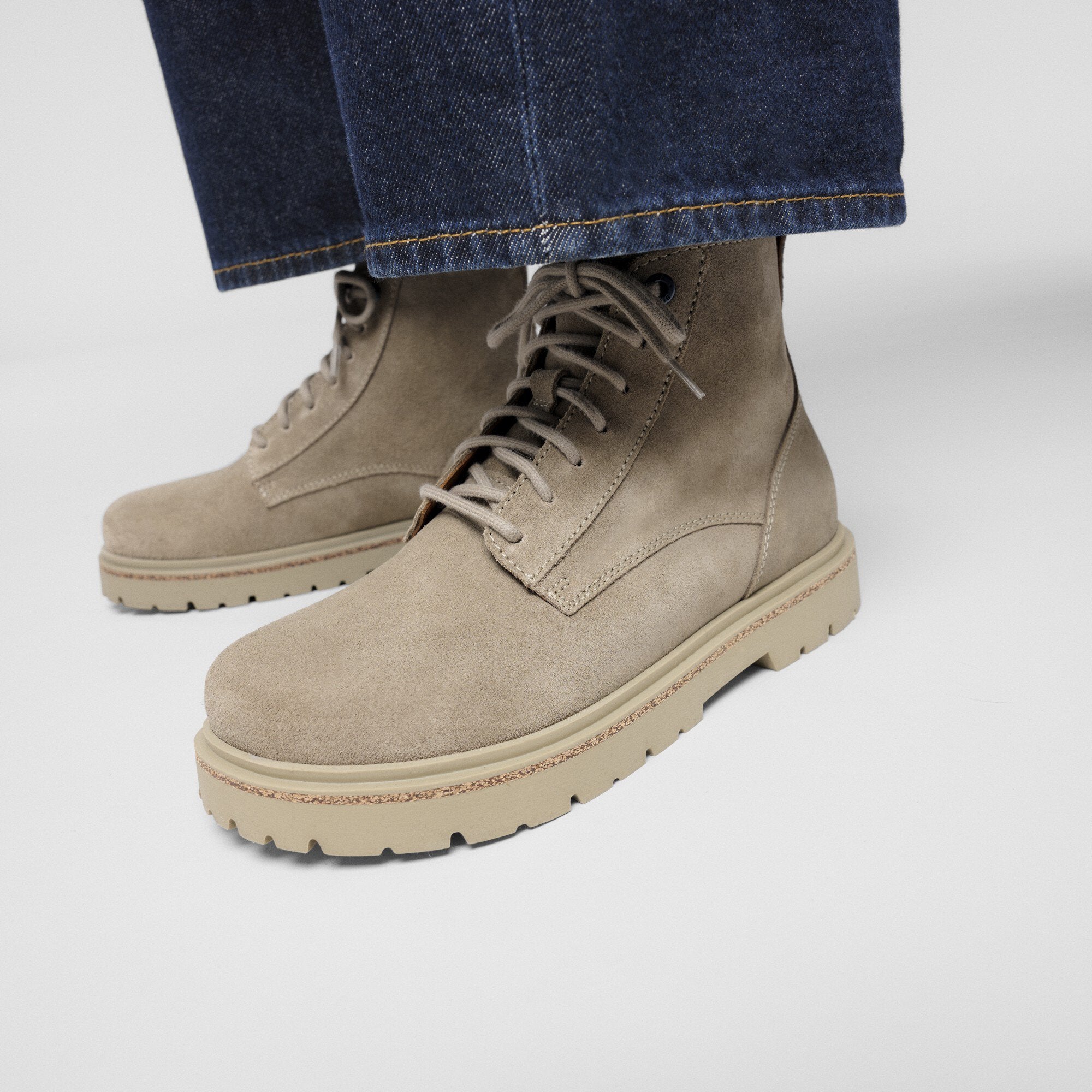 Birkenstock Highwood Lace Mid Men Suede Leather Taupe_