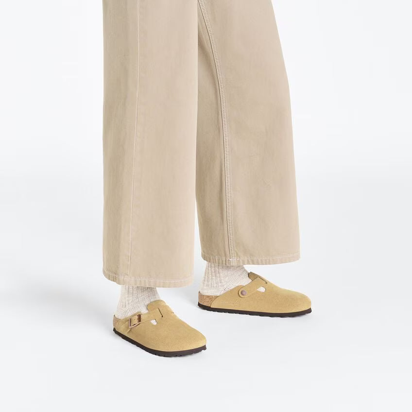 Birkenstock Boston Suede Leather - Latte Cream