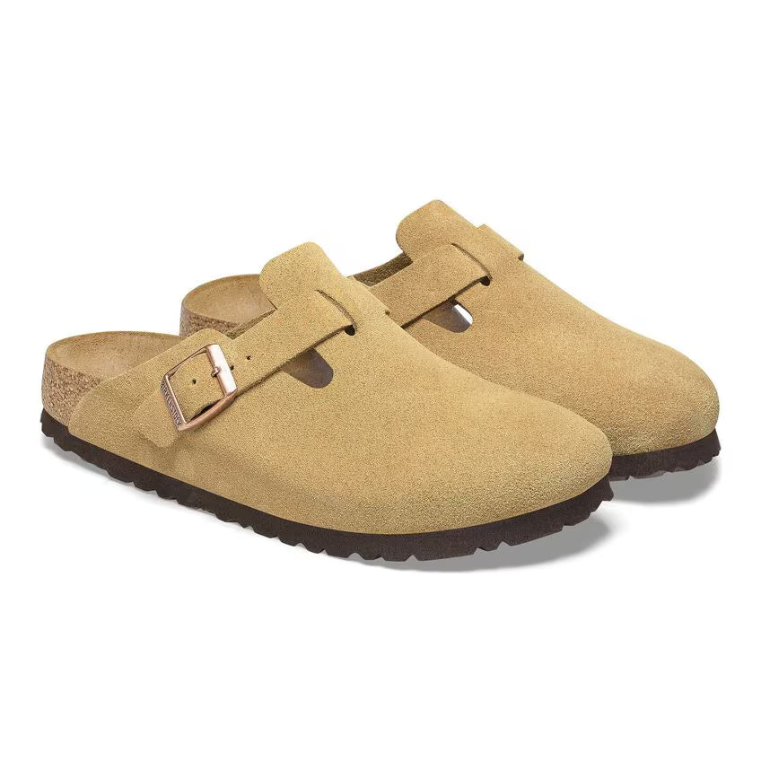 Birkenstock Boston Suede Leather - Latte Cream