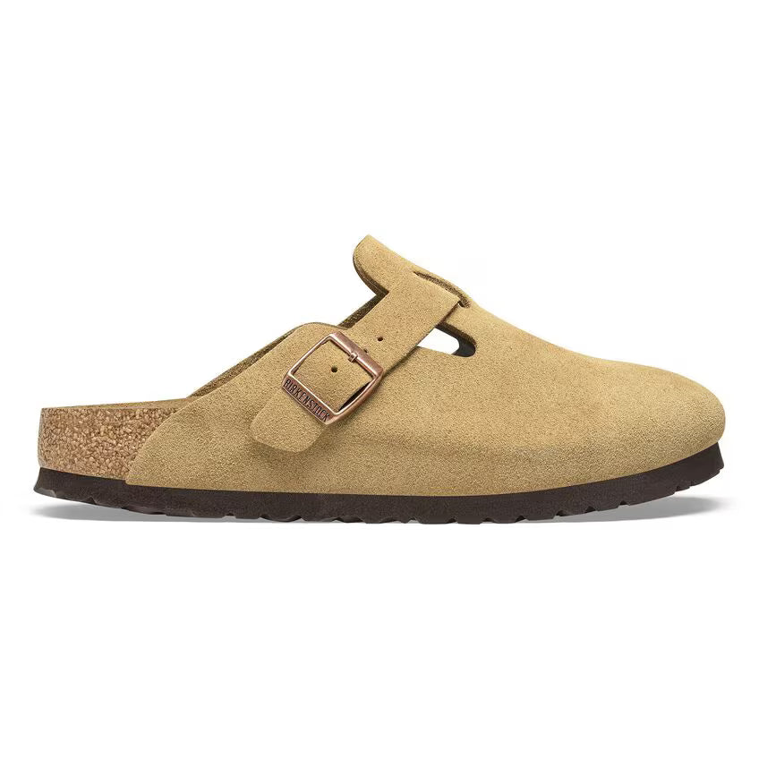 Birkenstock Boston Suede Leather - Latte Cream