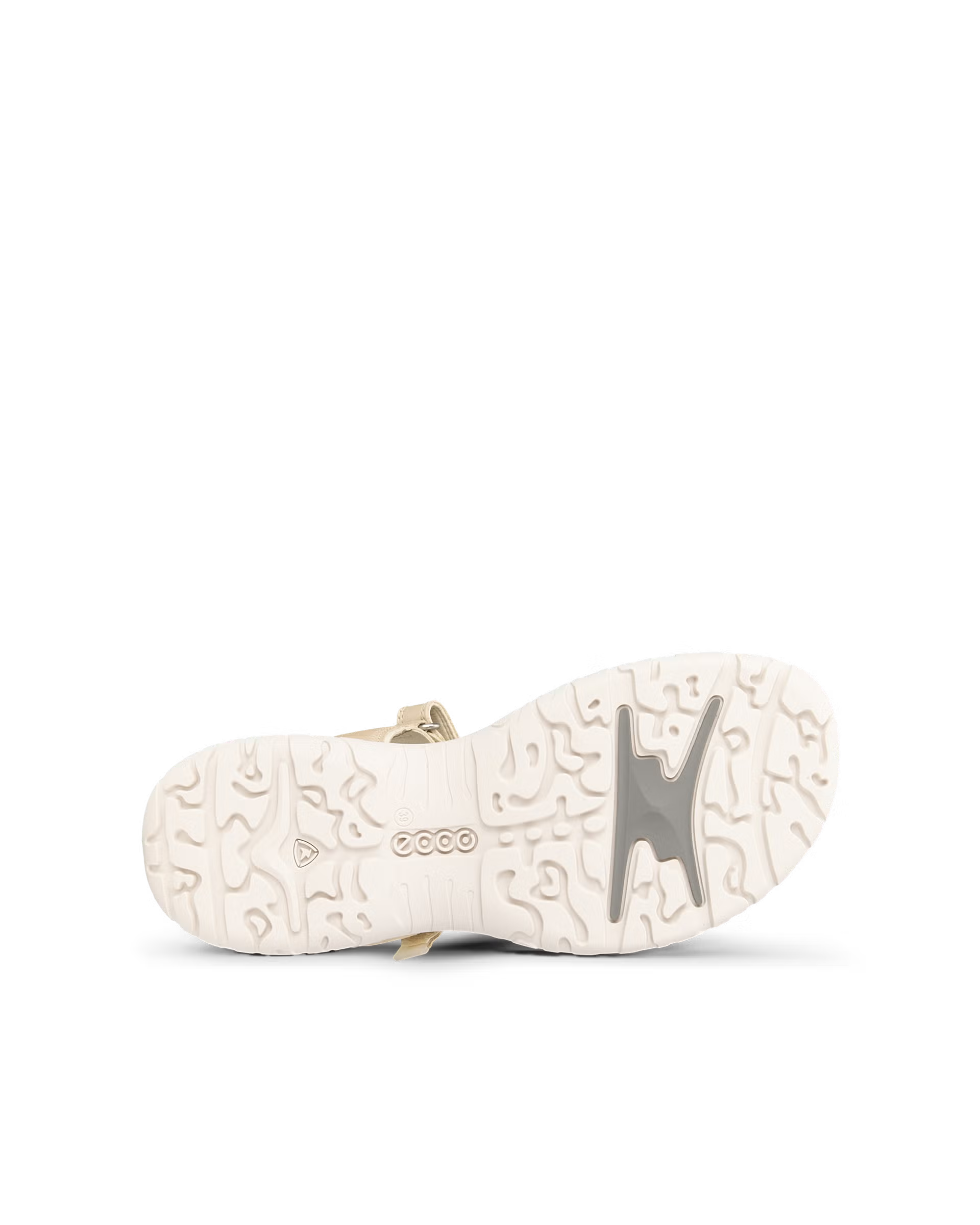 ECCO Offroad Roam Women's Two Strap Beige sandal sole with brand logo on a white background