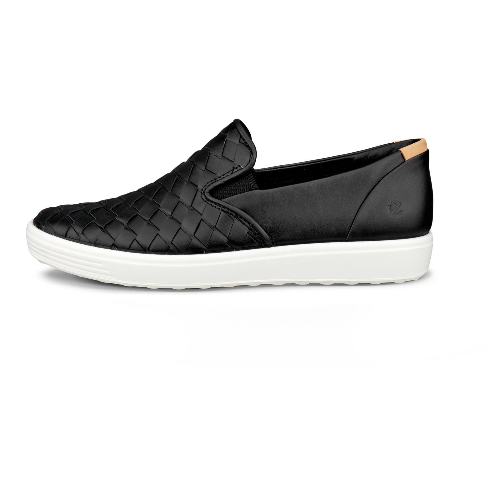 Baskets à enfiler ECCO SOFT 7 pour femme en cuir noir tressé