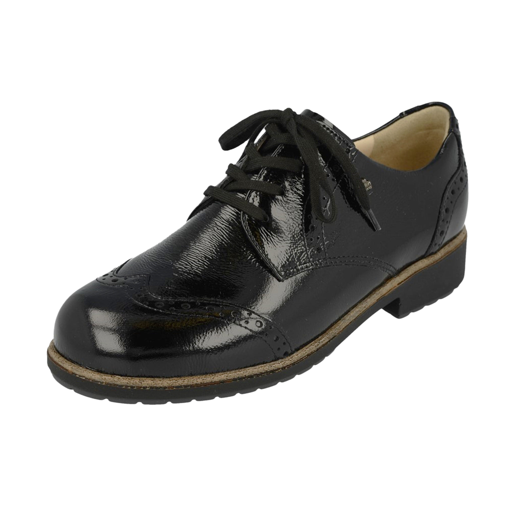 FINN COMFORT ASIAGO SHOE LACE UP BLACK PATENT LEATHER
