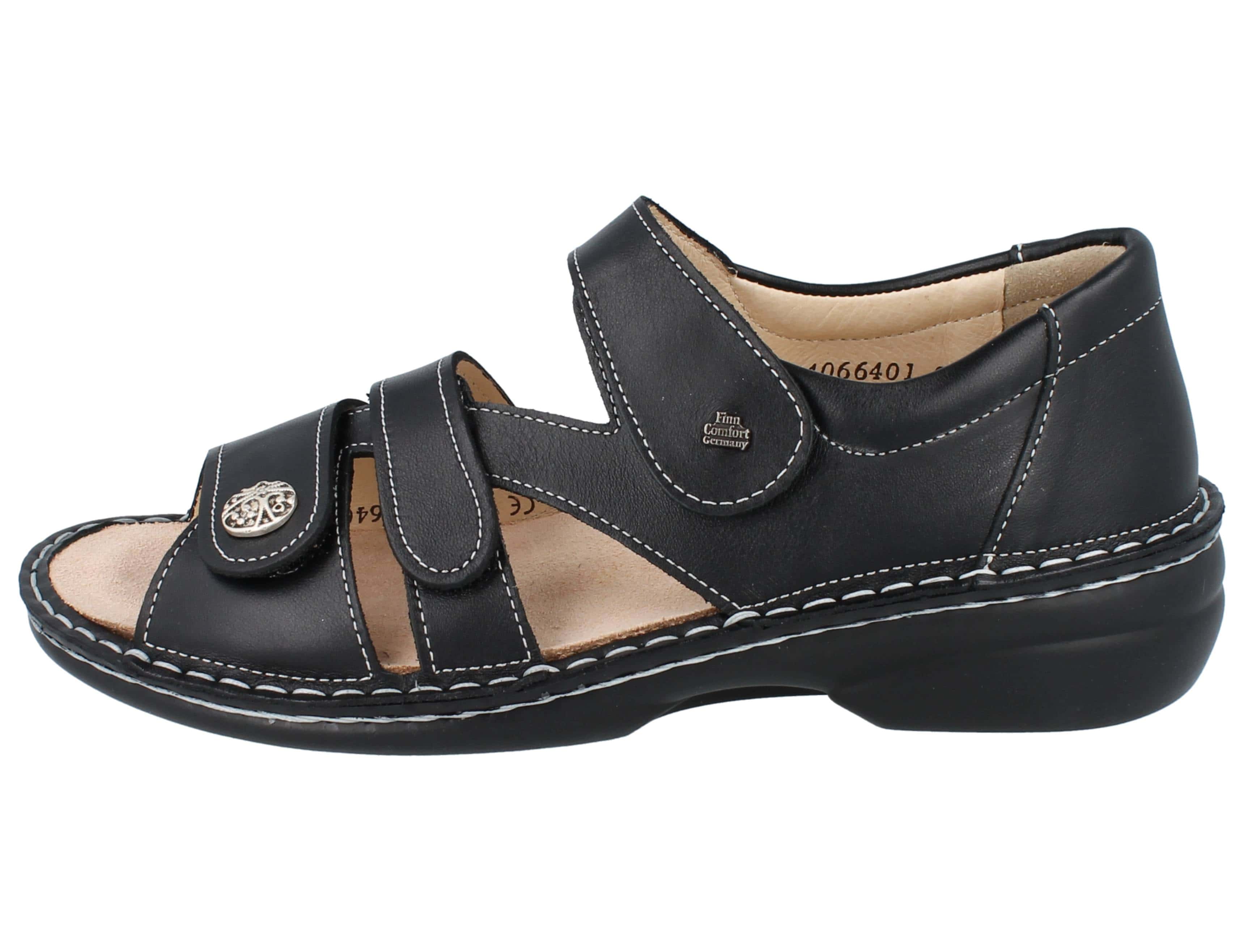 FINN COMFORT BIELLA CLOSED HEEL SANDAL SOFT BLACK NAPPA